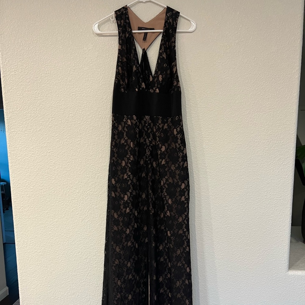Long black BCBG lace dress womens 8